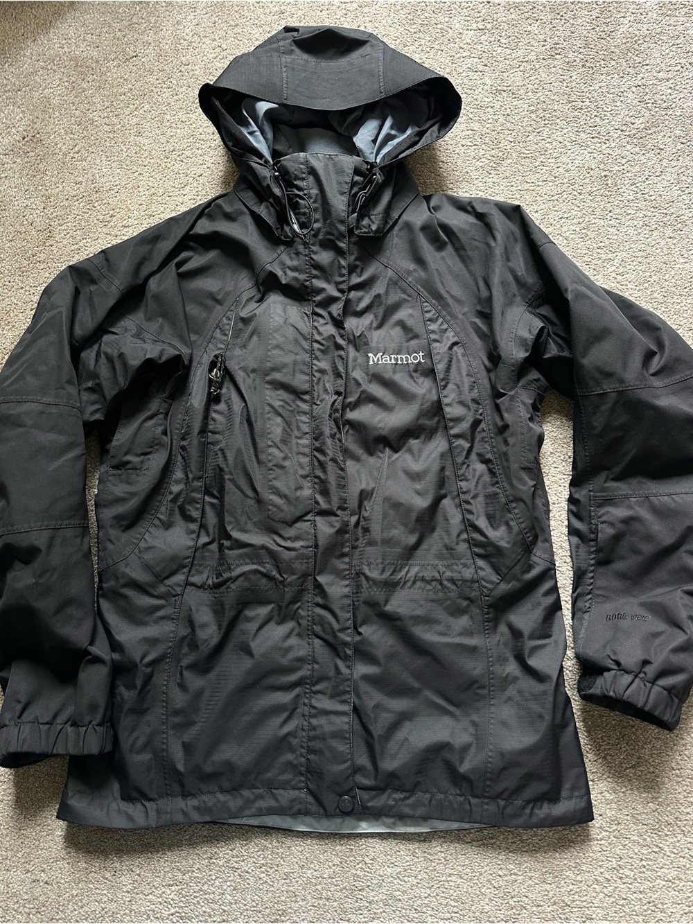 Marmot Women’s Black Gore-Tex Windbreaker Waterproof Hooded Jacket Sz S